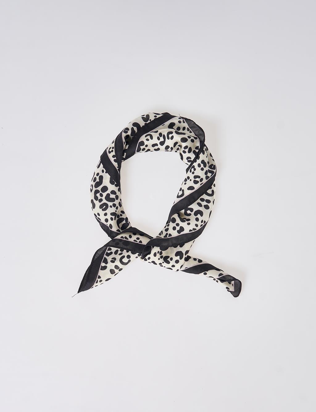 White Leopard Print Scarf