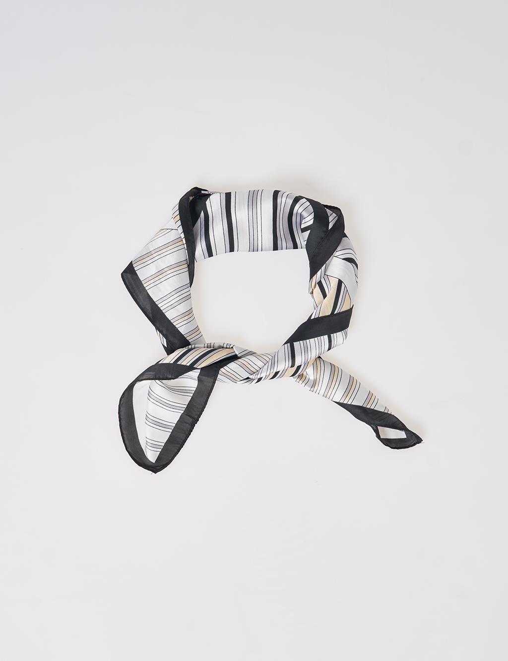 Grey Striped Pattern Scarf
