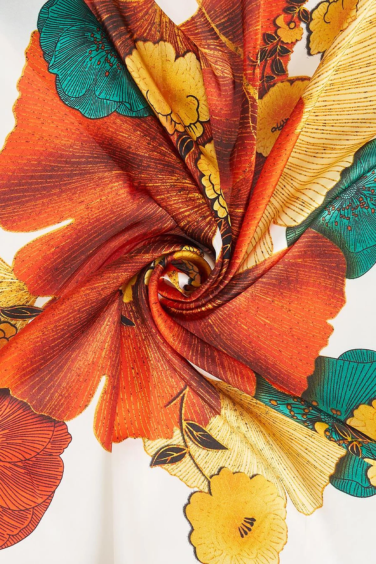 Brick Red Floral Scarf