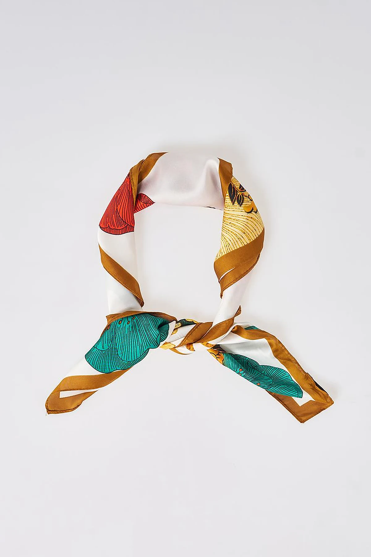 Brick Red Floral Scarf