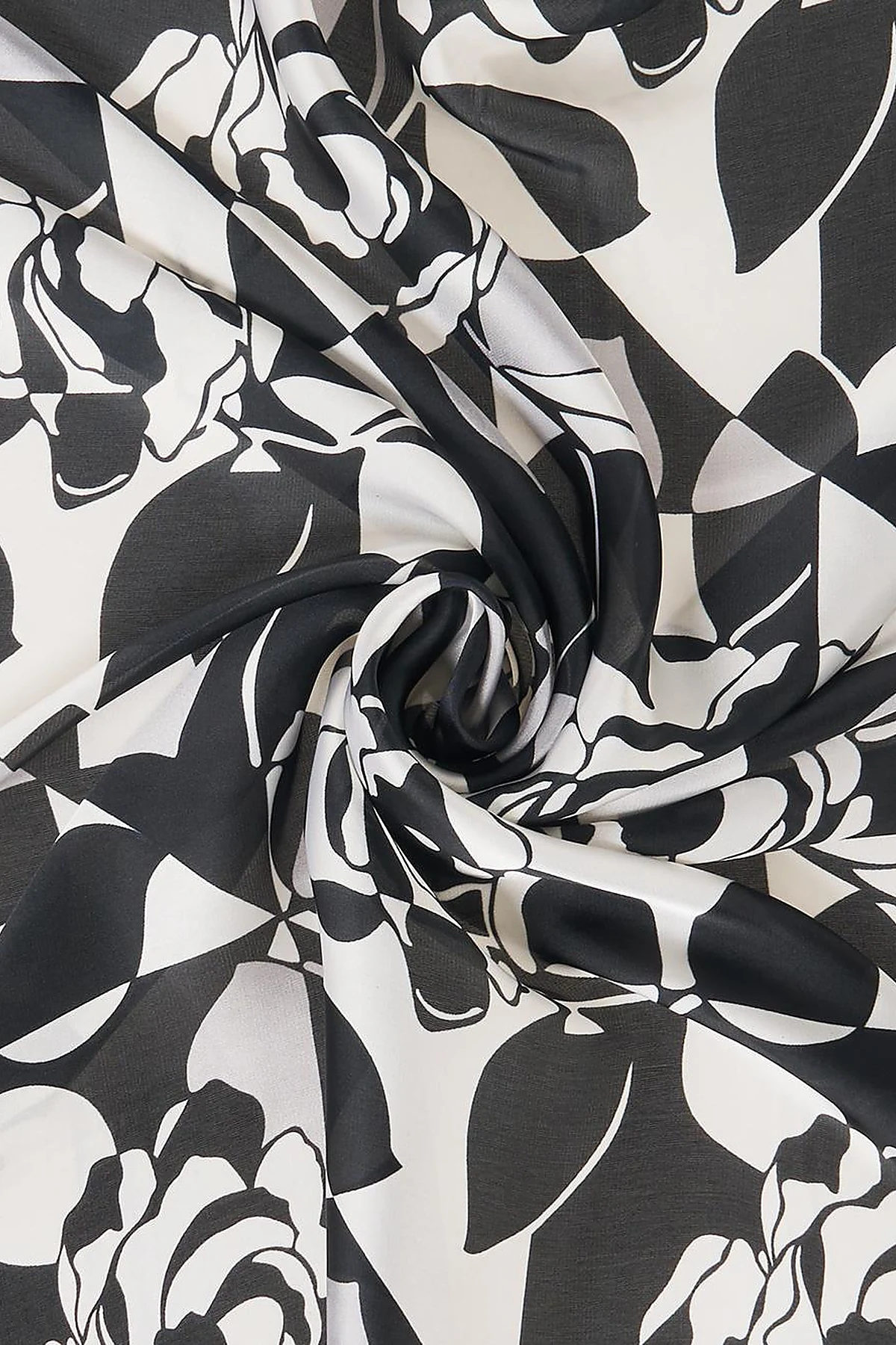 Black-Optic White Floral Pattern Scarf