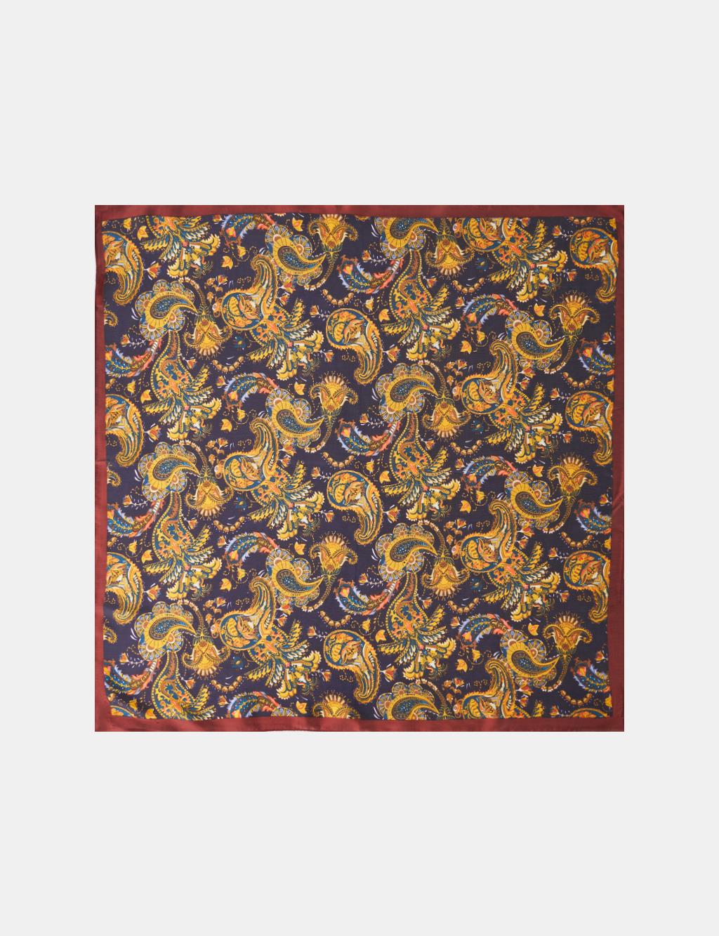 Navy-Yellow Mixed Pattern Scarf