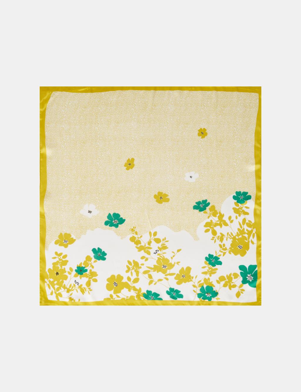 Yellow-Optic White Wildflower Pattern Scarf