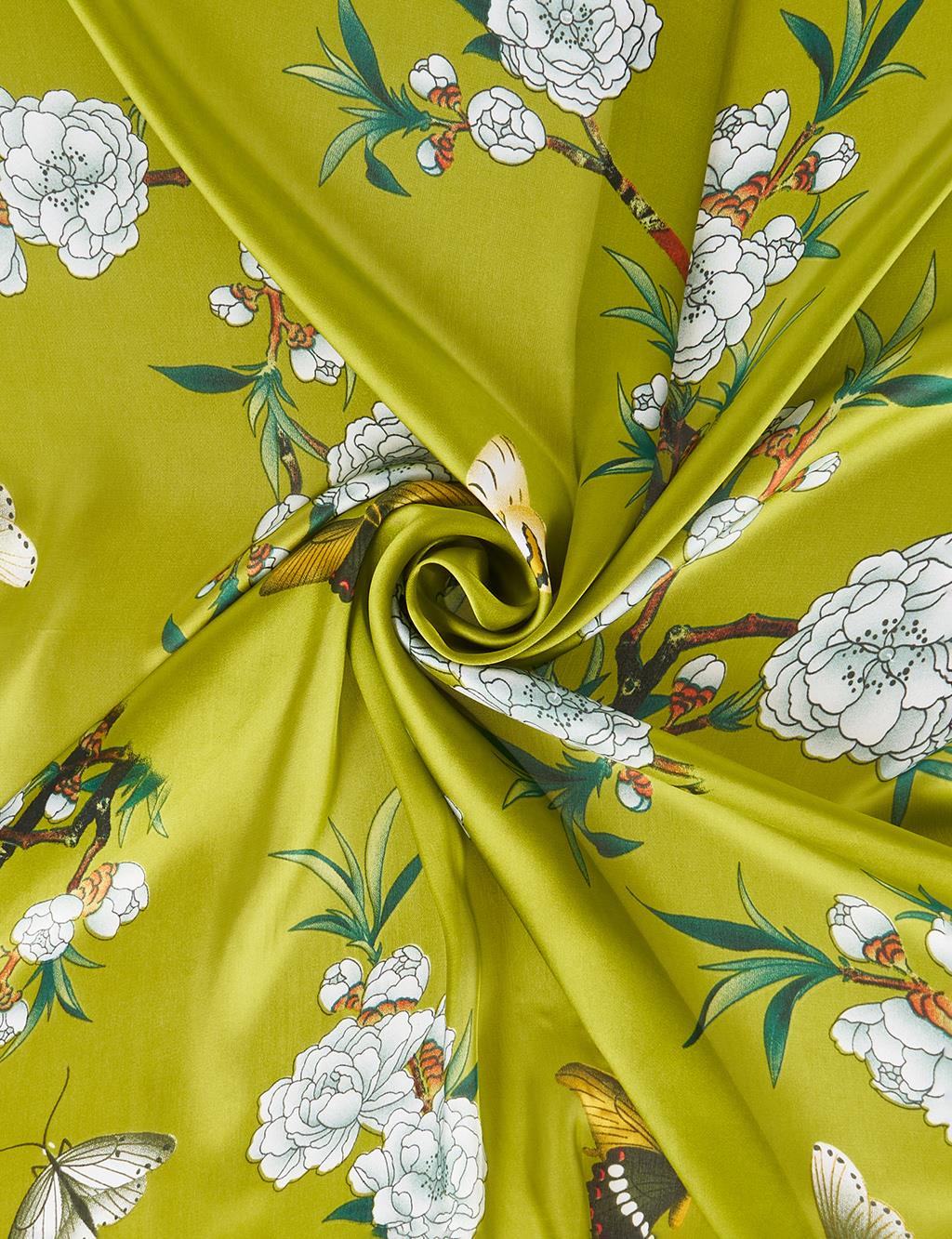 Olive Green Mini Floral Pattern Scarf