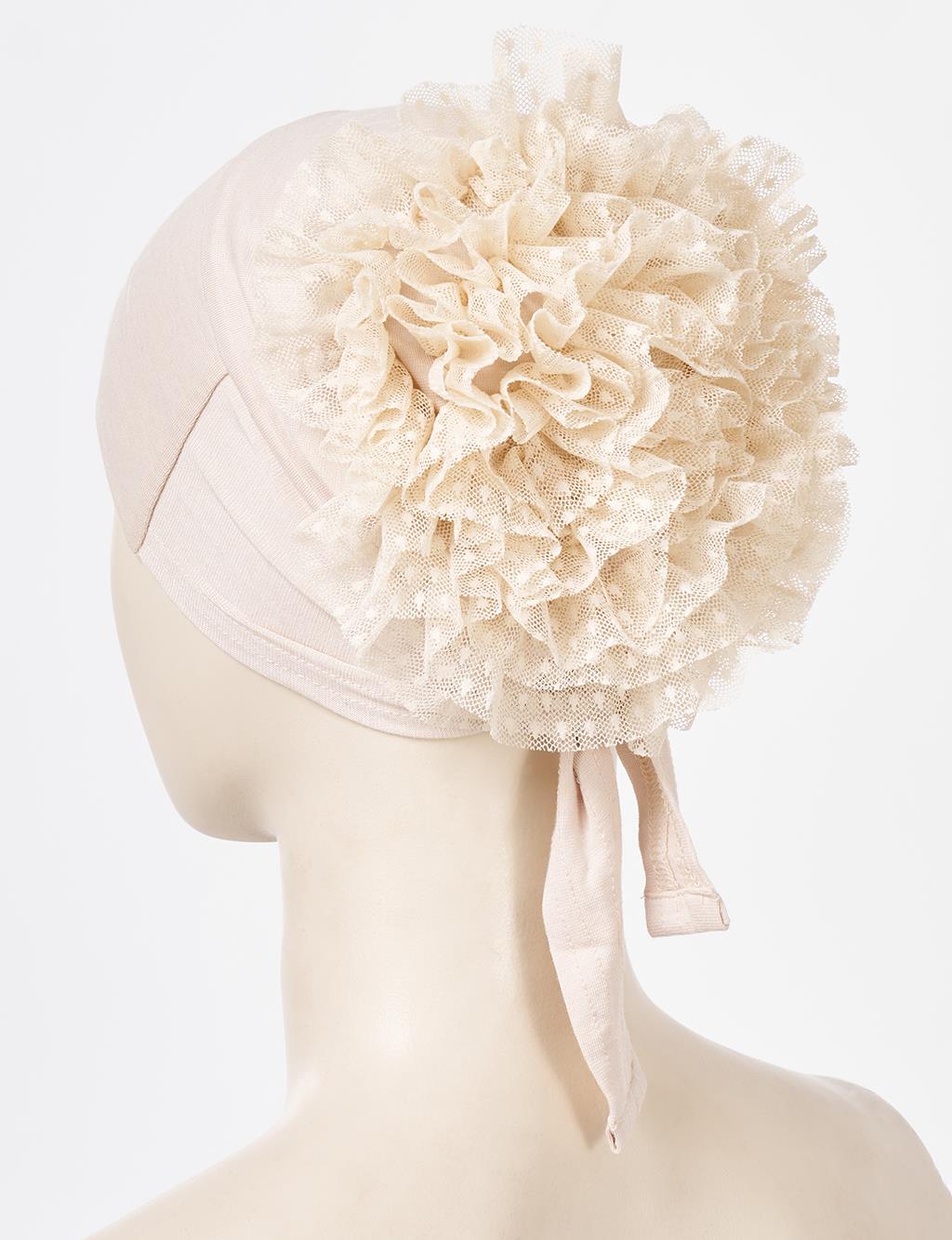Cream Ruffled Bonnet