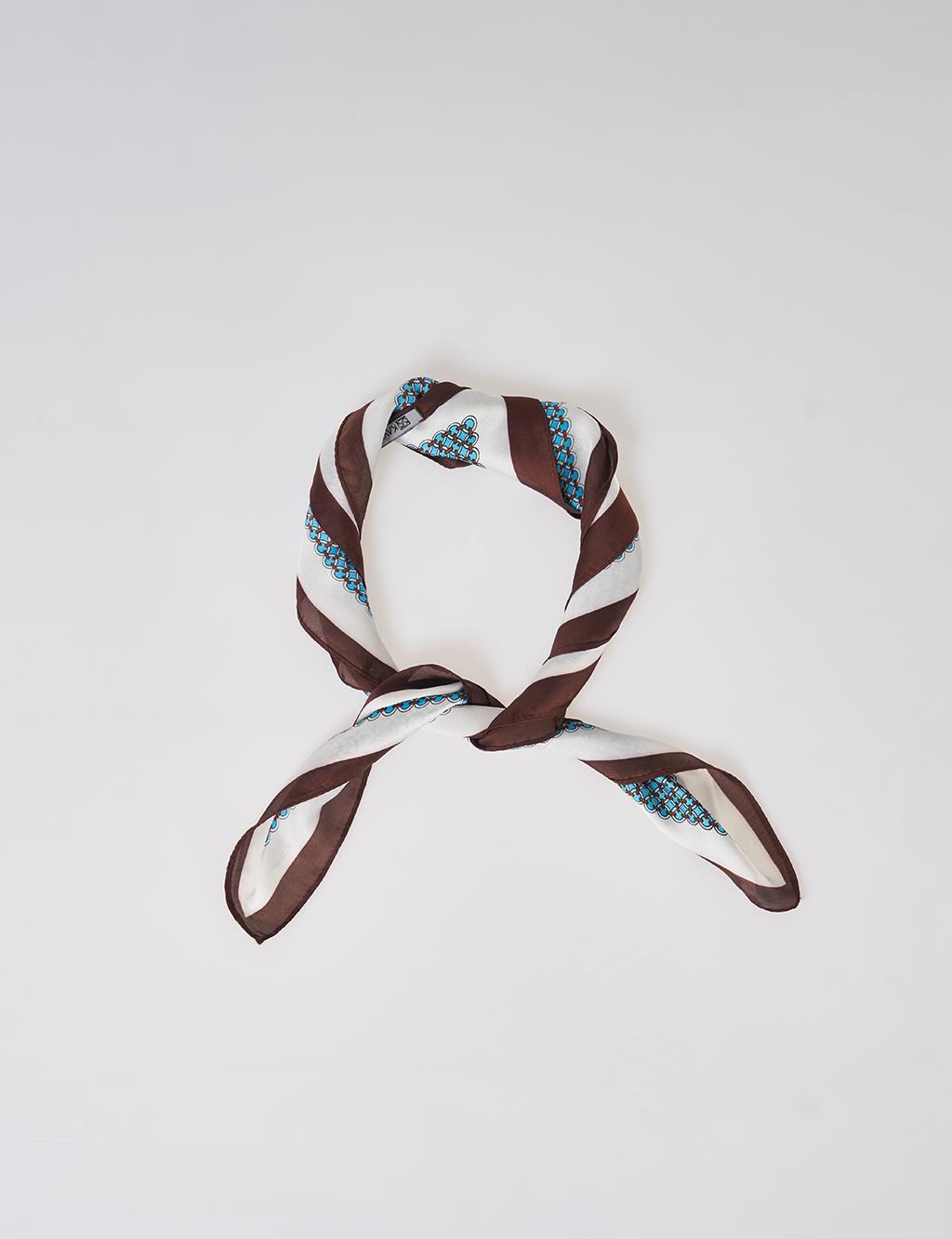 Blue-White Geometric Pattern Scarf