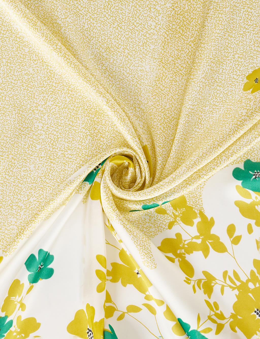 Yellow-Optic White Wildflower Pattern Scarf