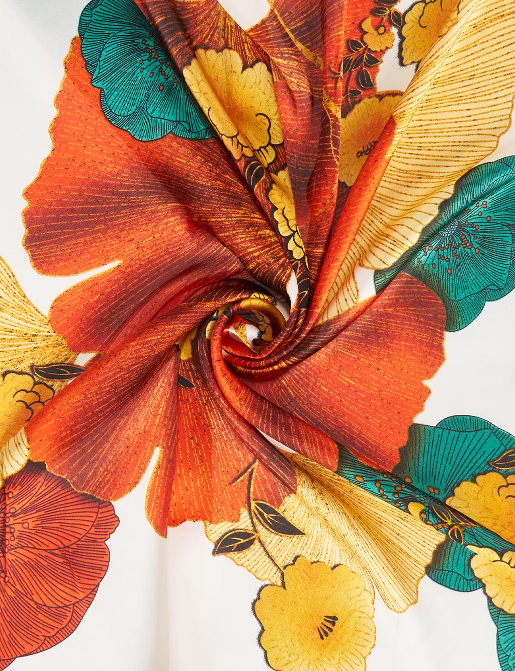 Brick Red Floral Scarf