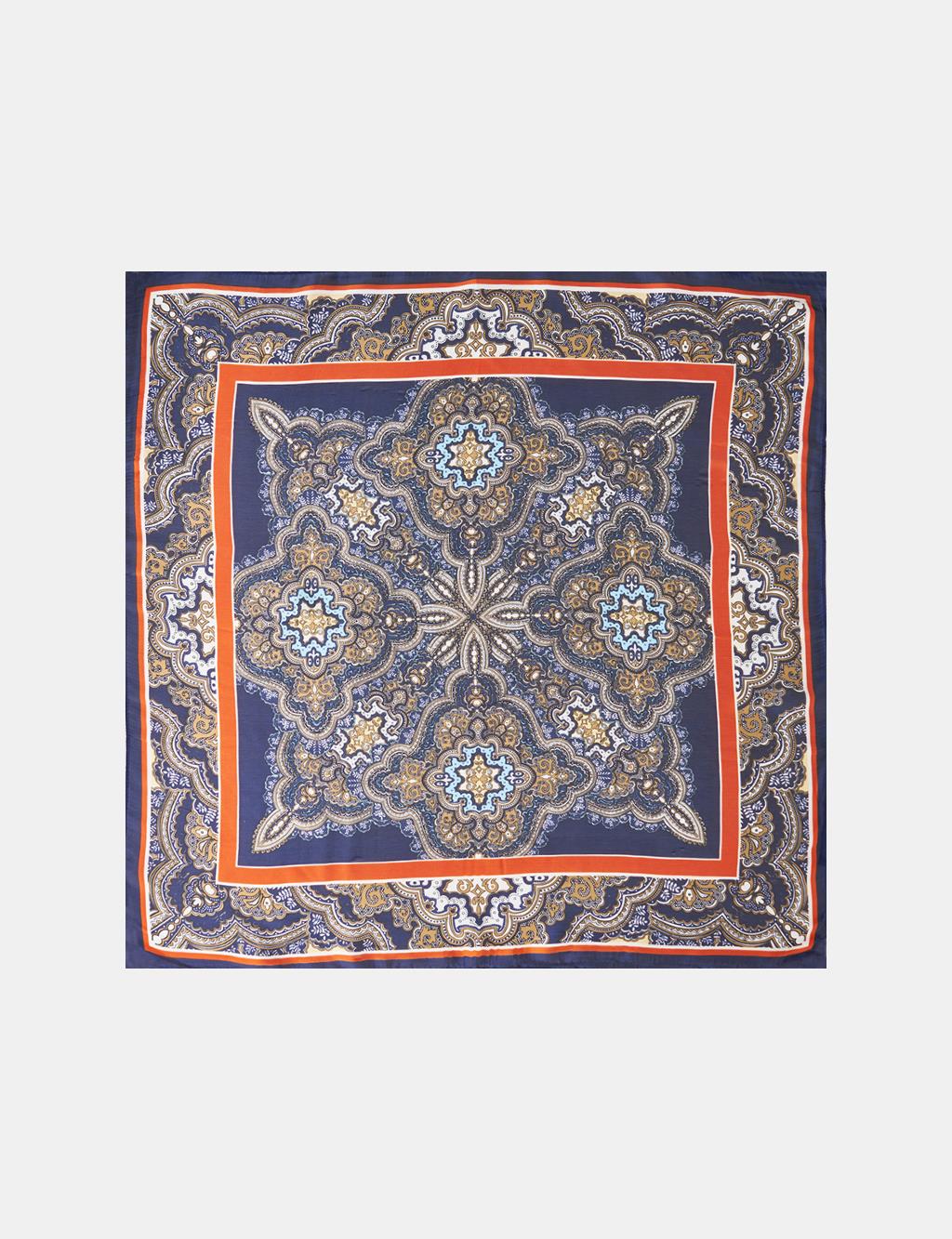 Navy Multi-Pattern Scarf