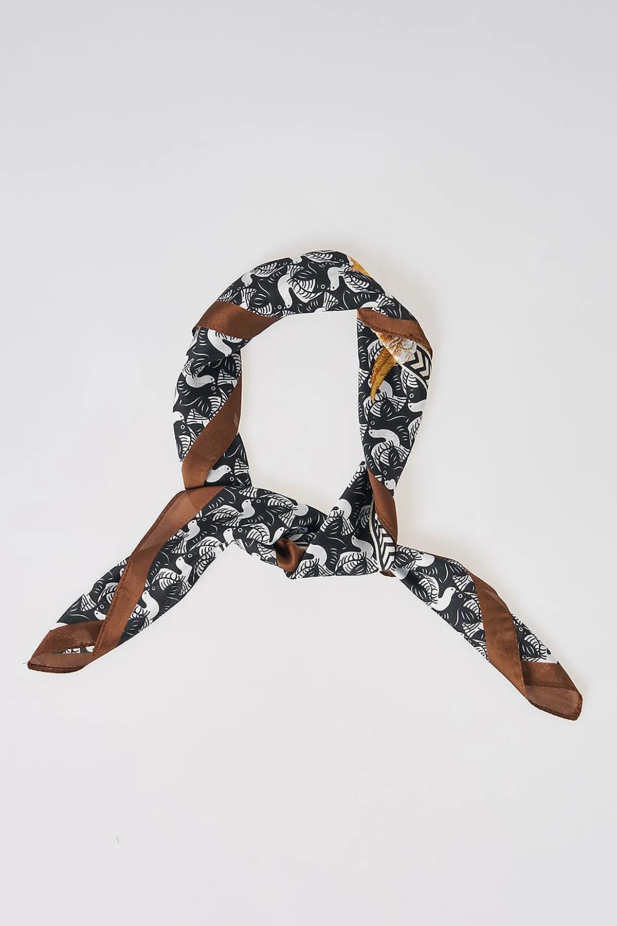 Black-Orange Floral Motif Scarf