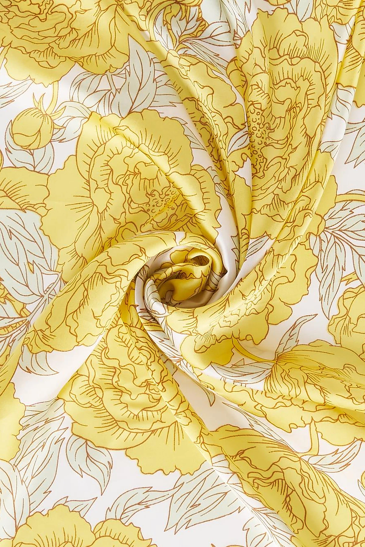 Yellow-Ecru Rose Pattern Scarf