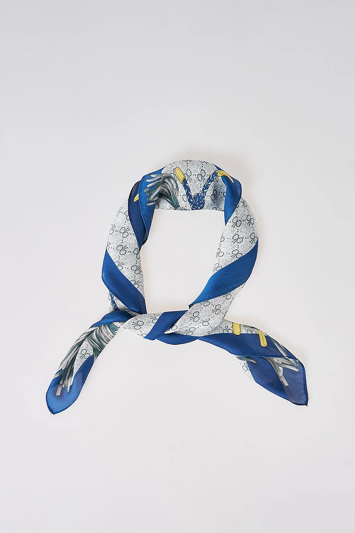 Grey-Navy Rope Pattern Scarf