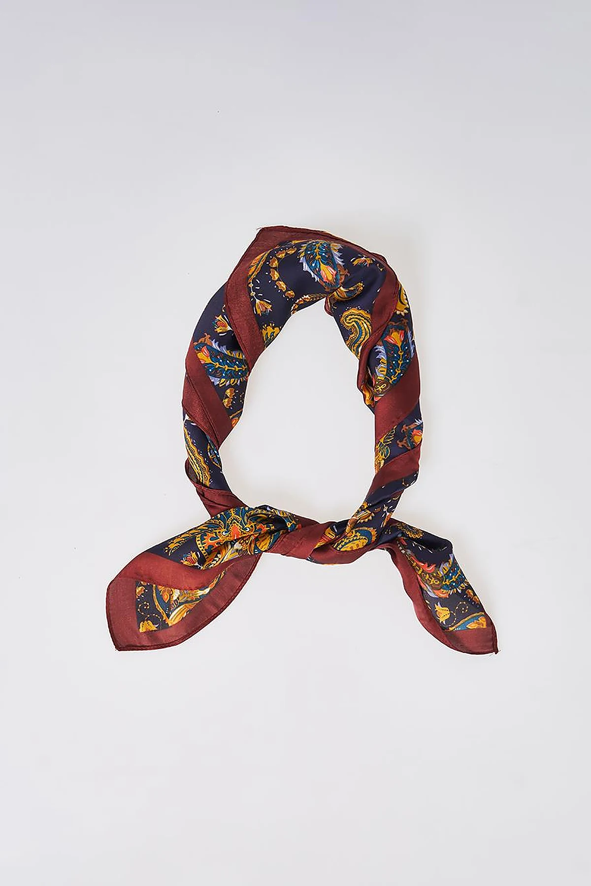 Navy-Yellow Mixed Pattern Scarf