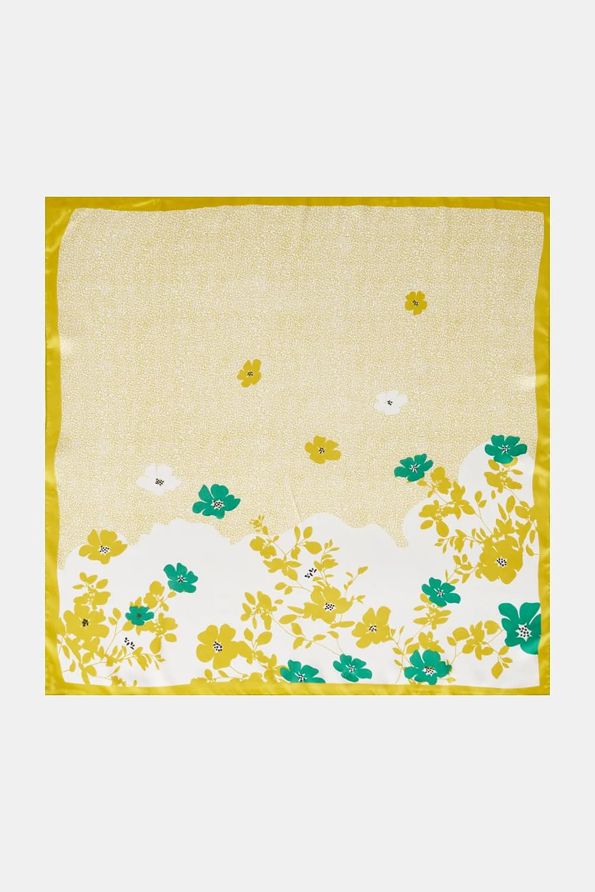 Yellow-Optic White Wildflower Pattern Scarf