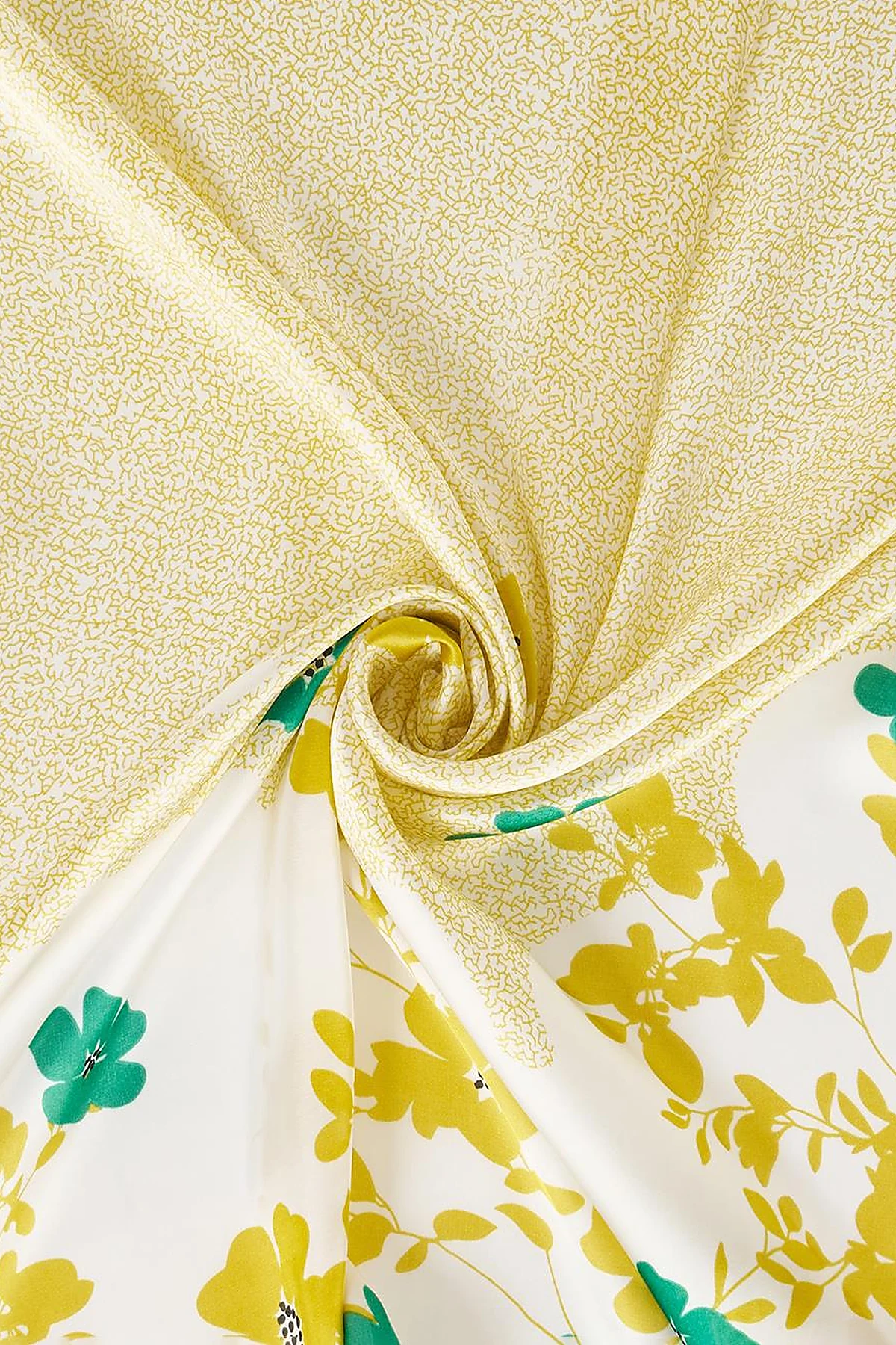 Yellow-Optic White Wildflower Pattern Scarf