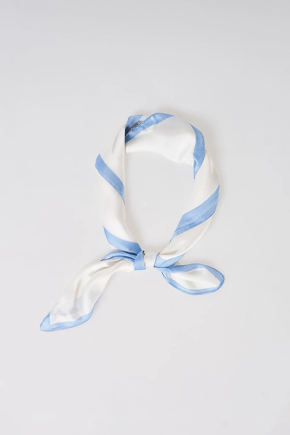 White-Ice Blue Lotus Flower Pattern Scarf