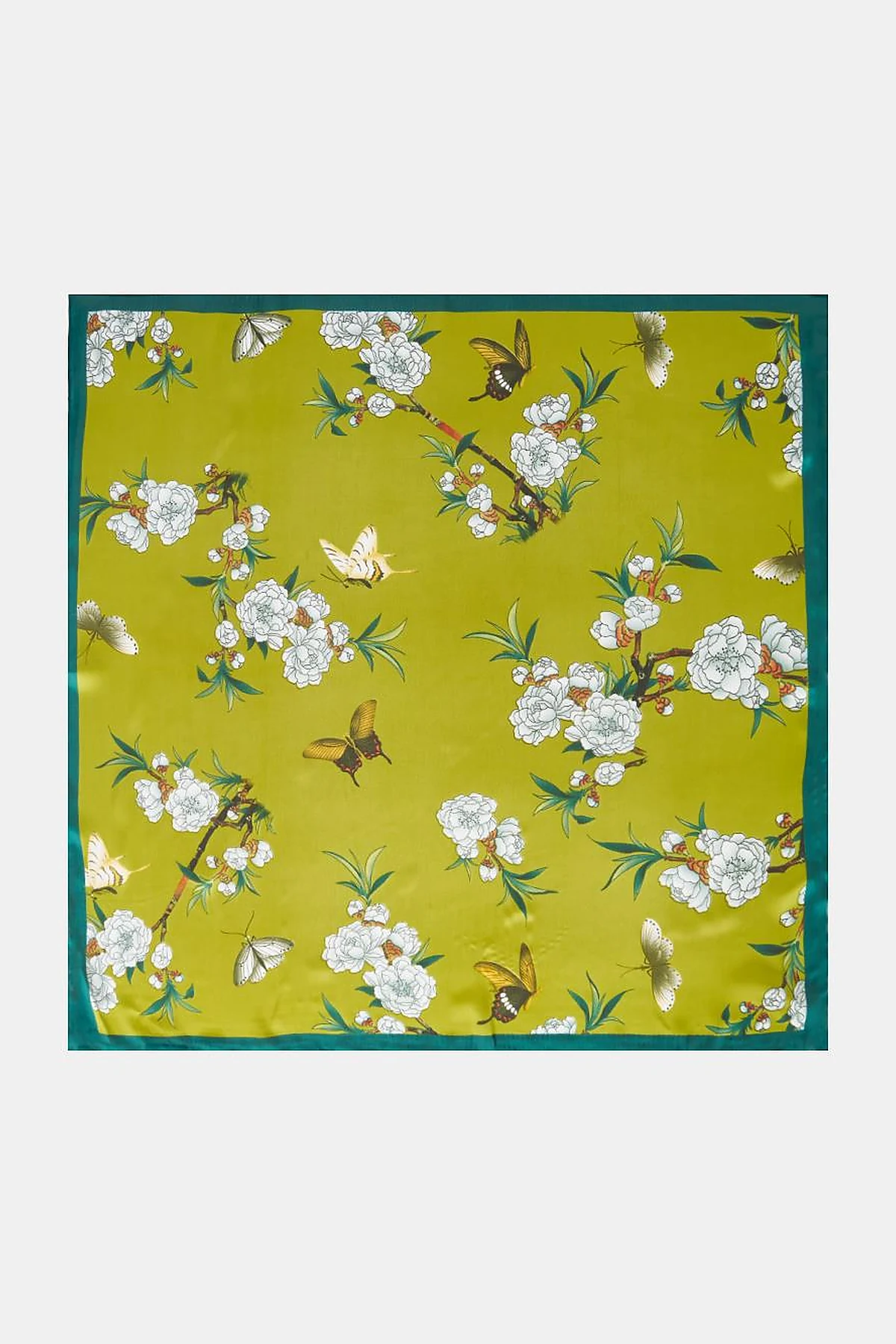 Olive Green Mini Floral Pattern Scarf