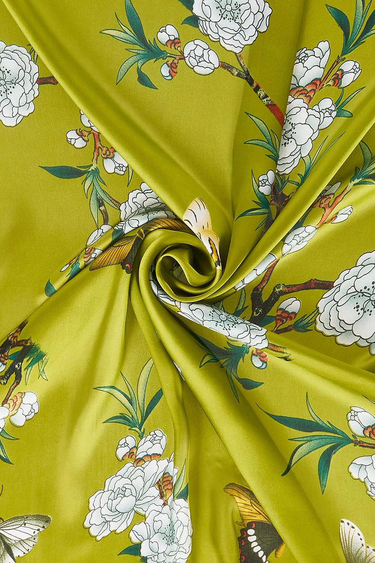 Olive Green Mini Floral Pattern Scarf