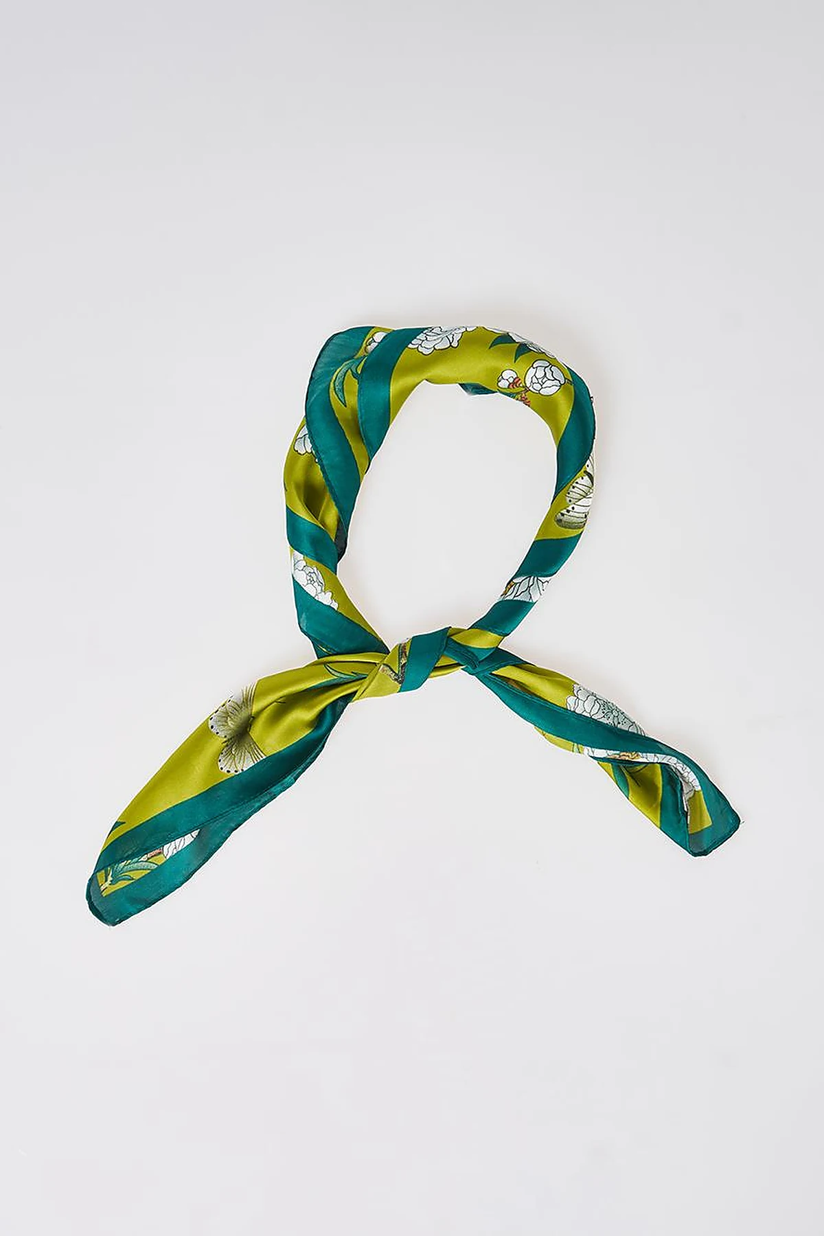 Olive Green Mini Floral Pattern Scarf