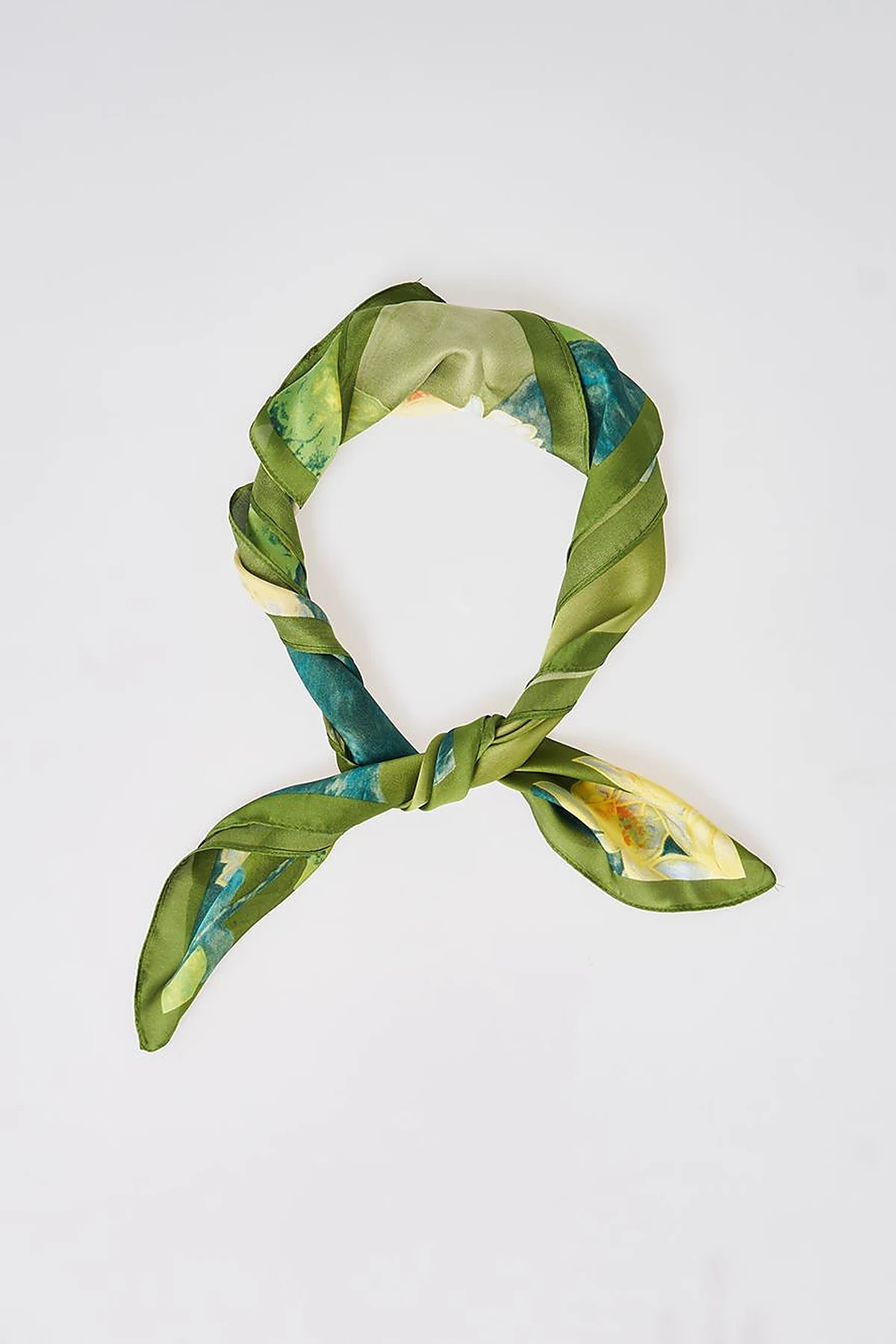 Olive Green Lotus Motif Scarf
