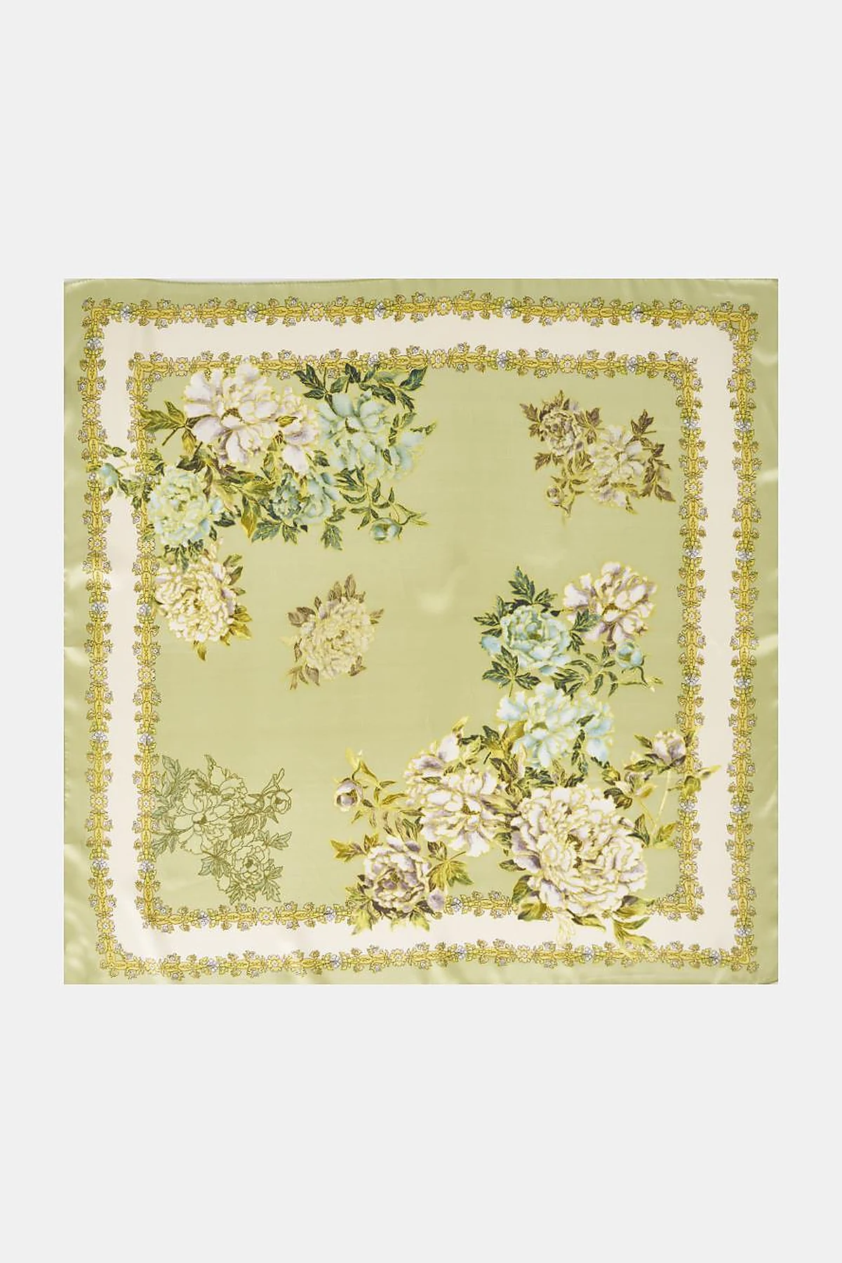 Peony Pattern Scarf Pistachio Green
