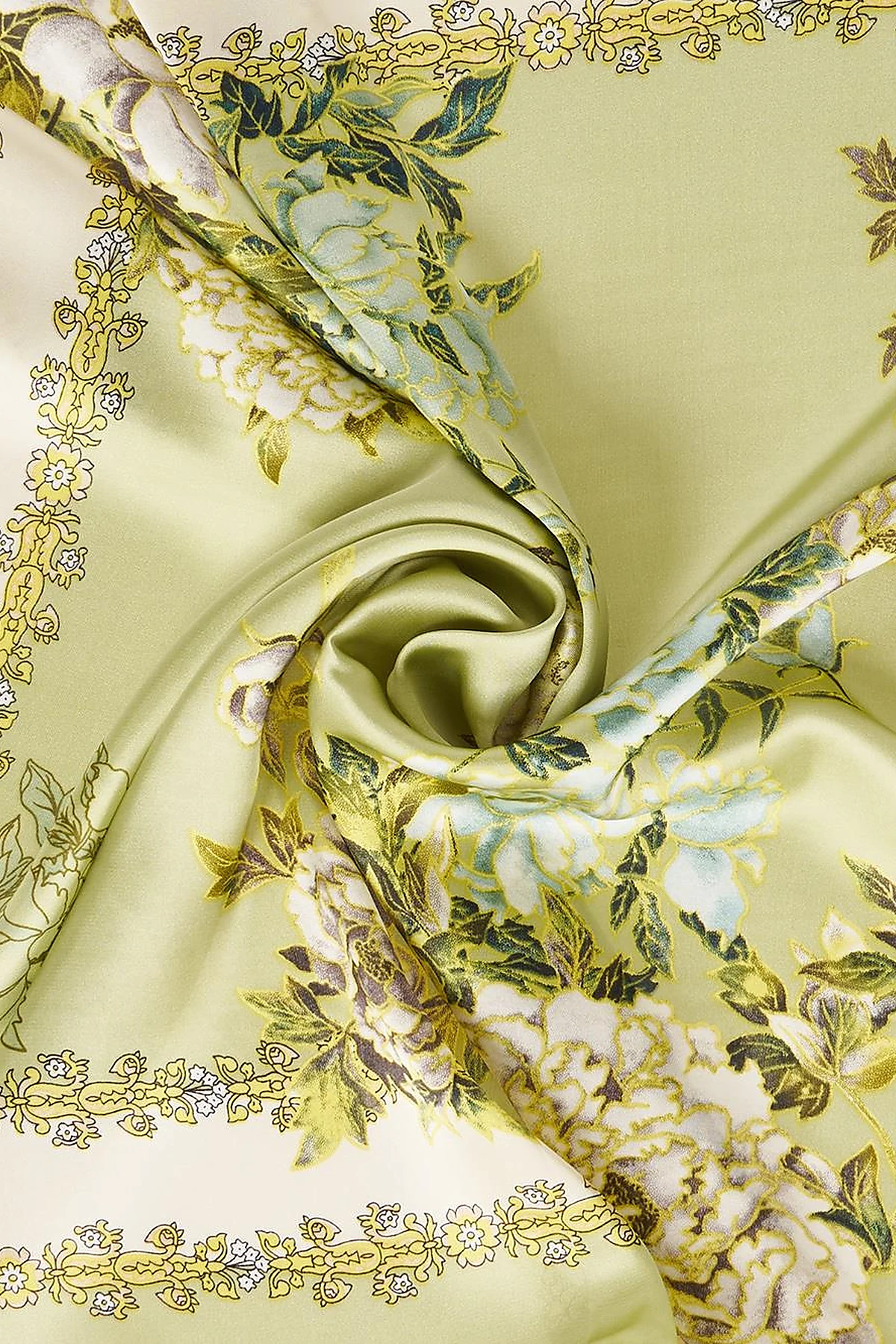 Peony Pattern Scarf Pistachio Green