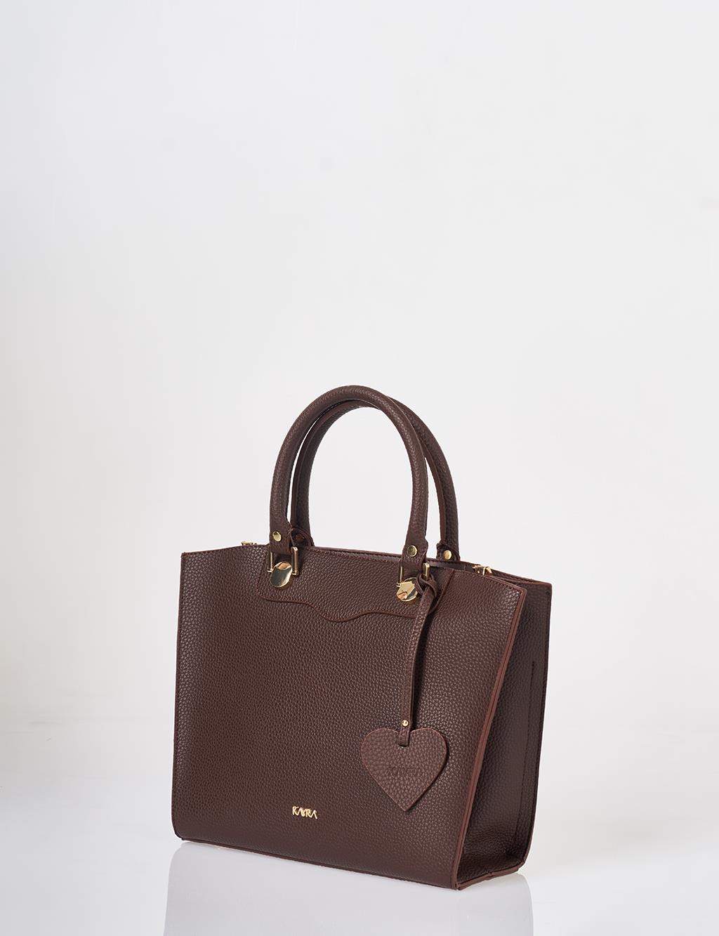 Accessory Detailed Tote Bag Dark Brown