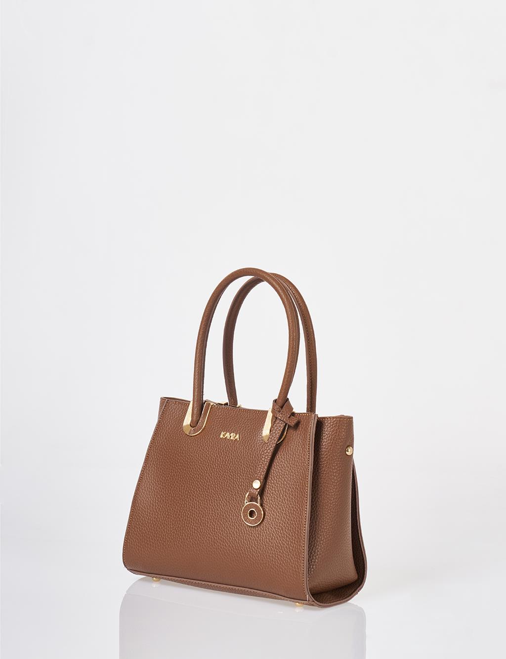 Faux Leather Tote Bag Brown