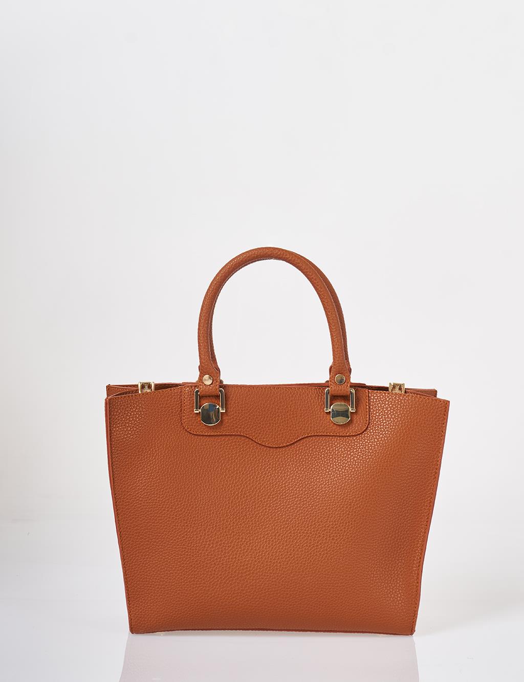 Accessory Detailed Tote Bag Tan
