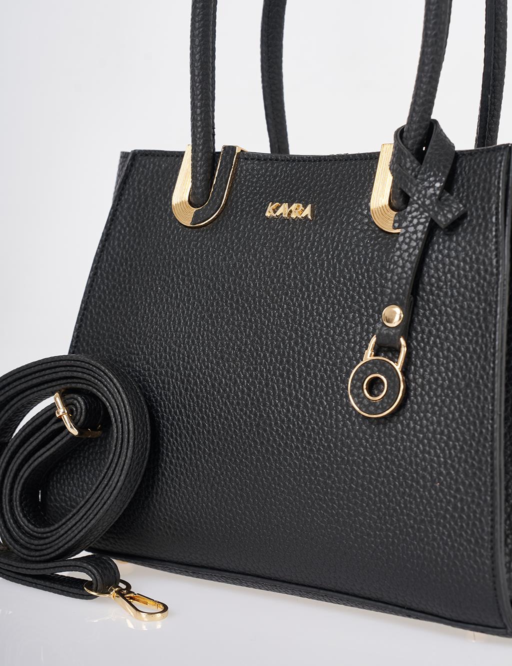 Faux Leather Tote Bag Black