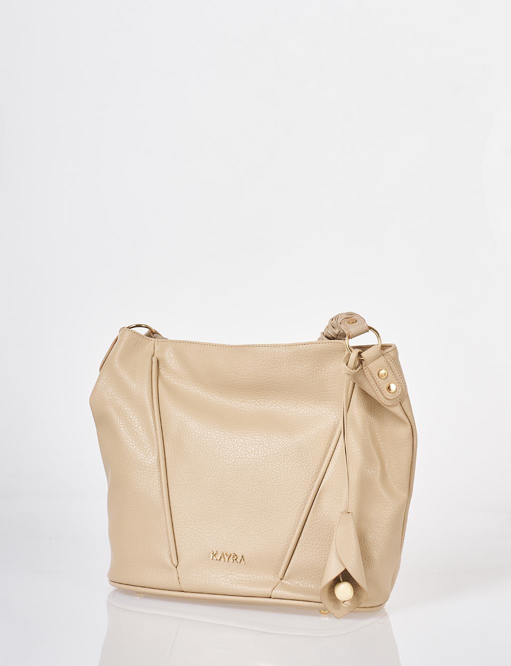 Faux Leather Hobo Bag Stone