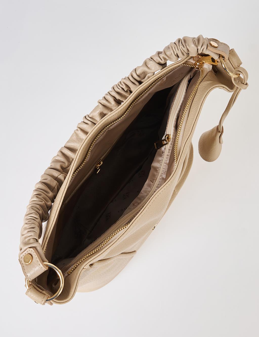 Faux Leather Hobo Bag Stone