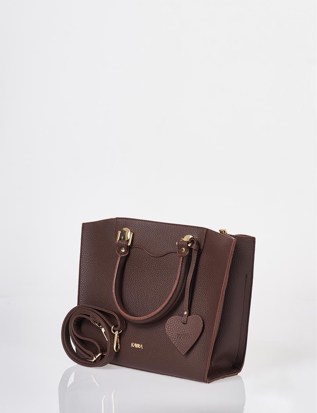 Accessory Detailed Tote Bag Dark Brown