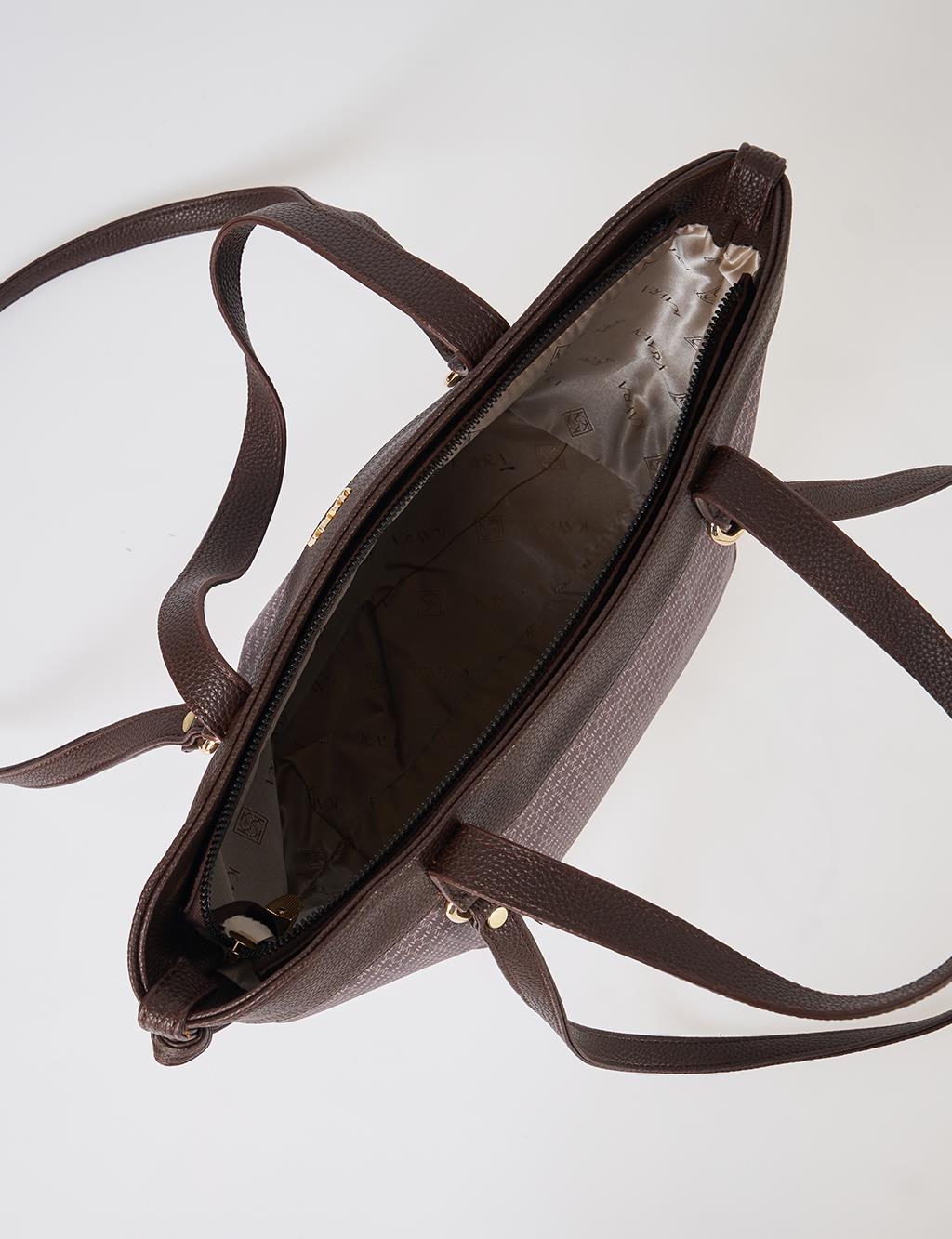 Monogram Pattern Shoulder Bag Dark Brown