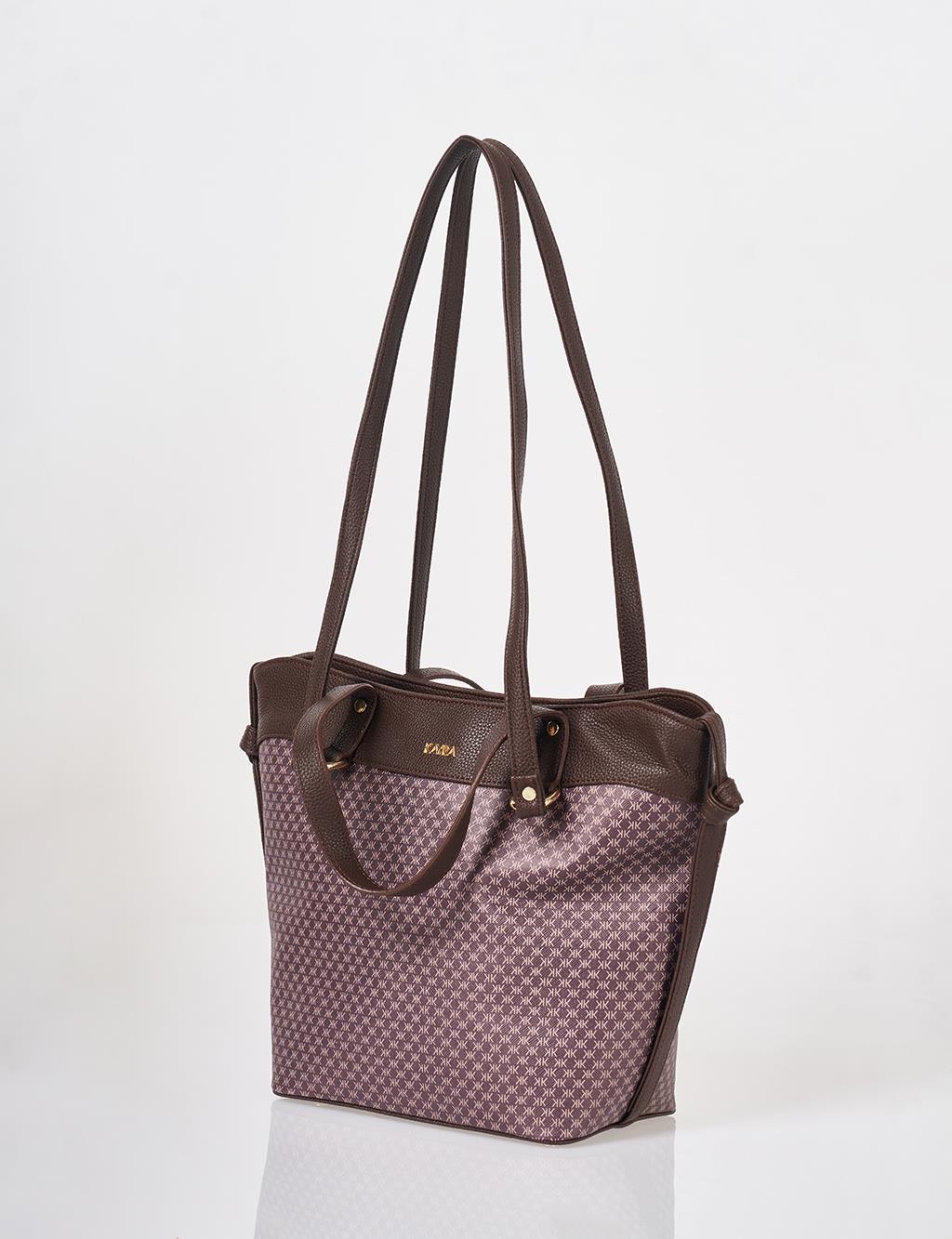 Monogram Pattern Shoulder Bag Dark Brown