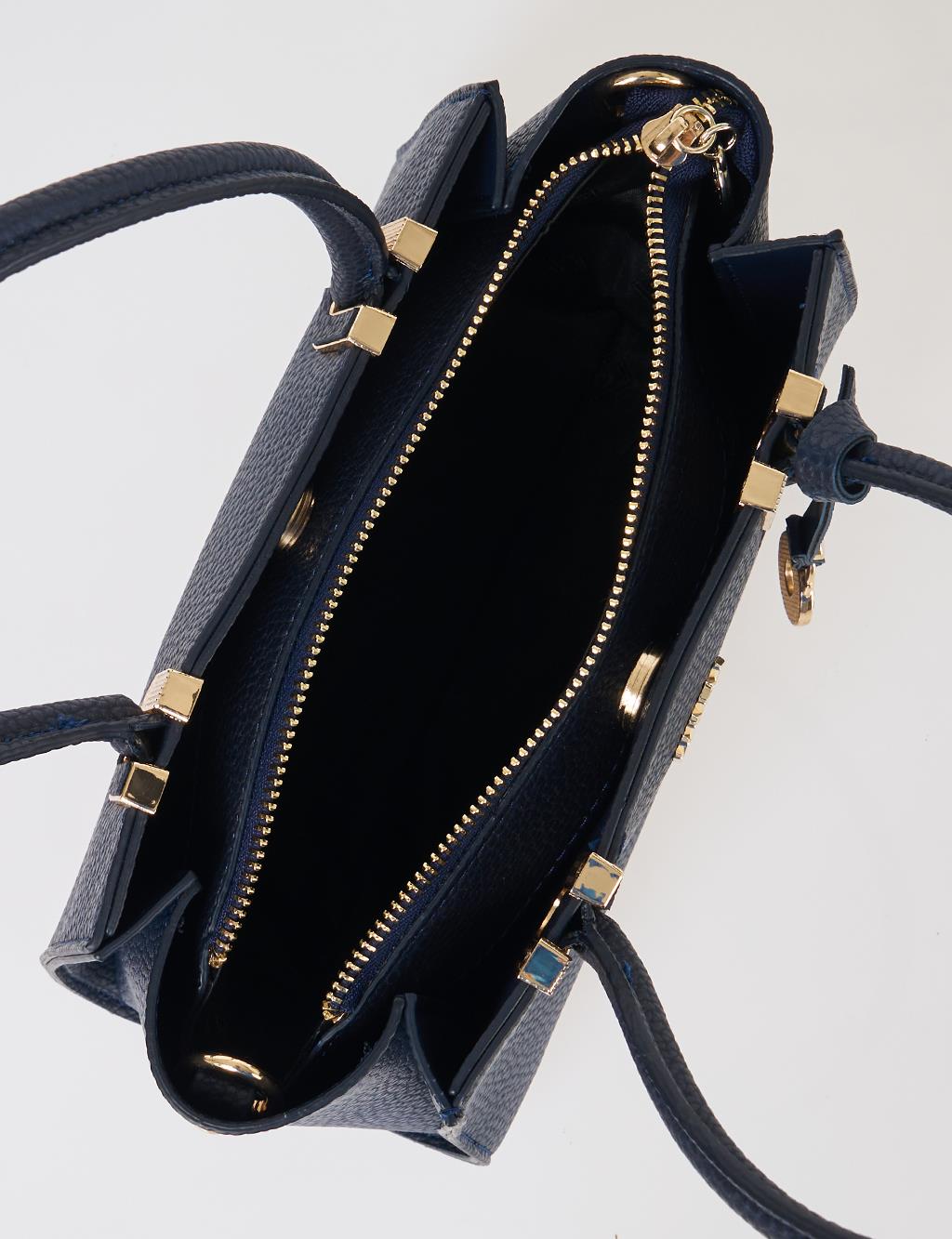 Faux Leather Tote Bag Navy