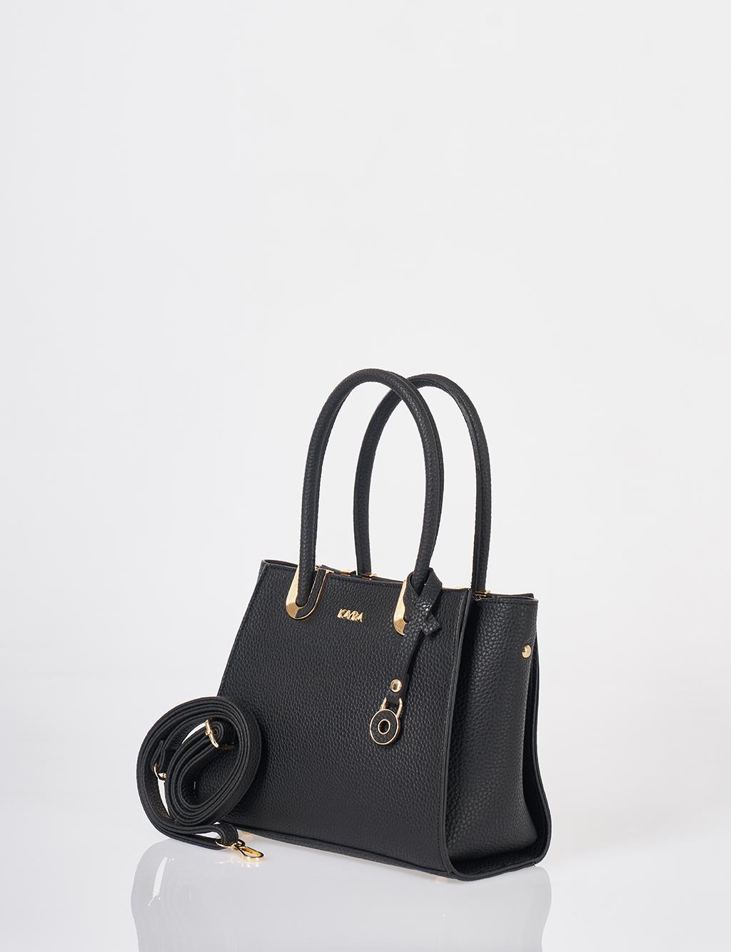 Faux Leather Tote Bag Black