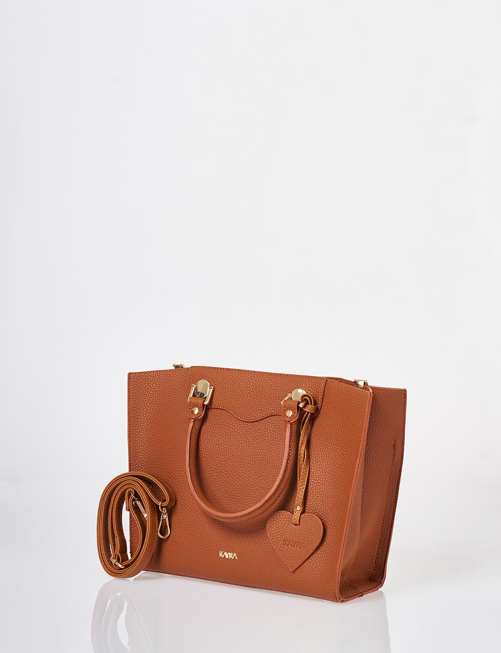 Accessory Detailed Tote Bag Tan
