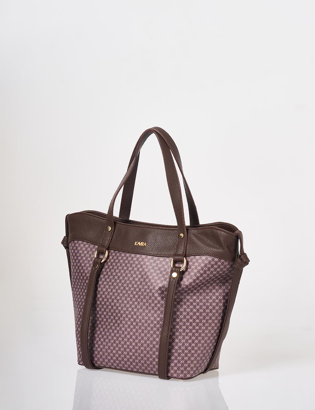 Monogram Pattern Shoulder Bag Dark Brown