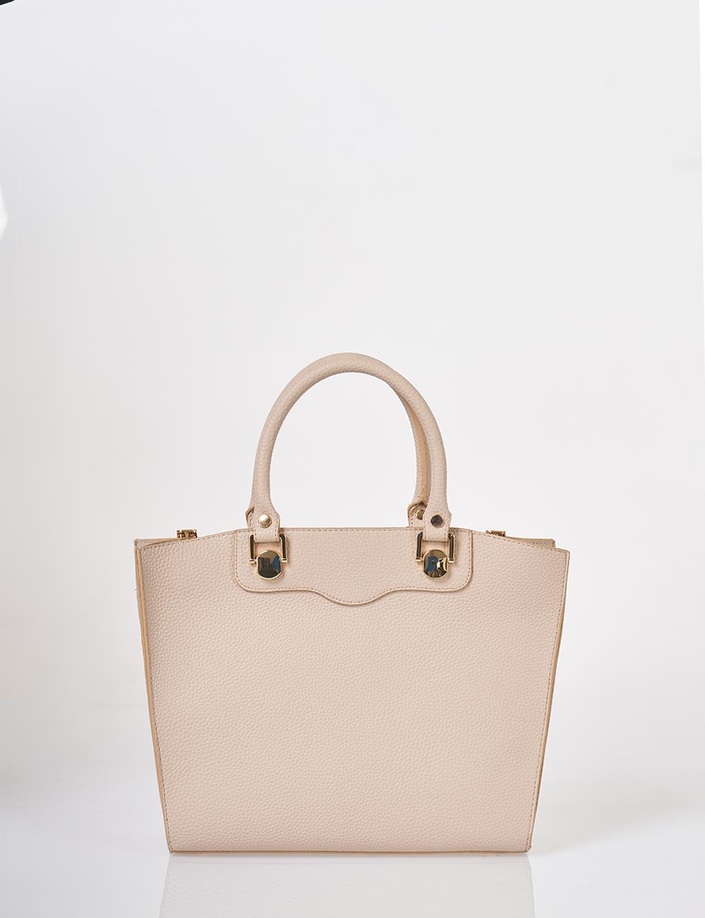 Accessory Detailed Tote Bag Stone