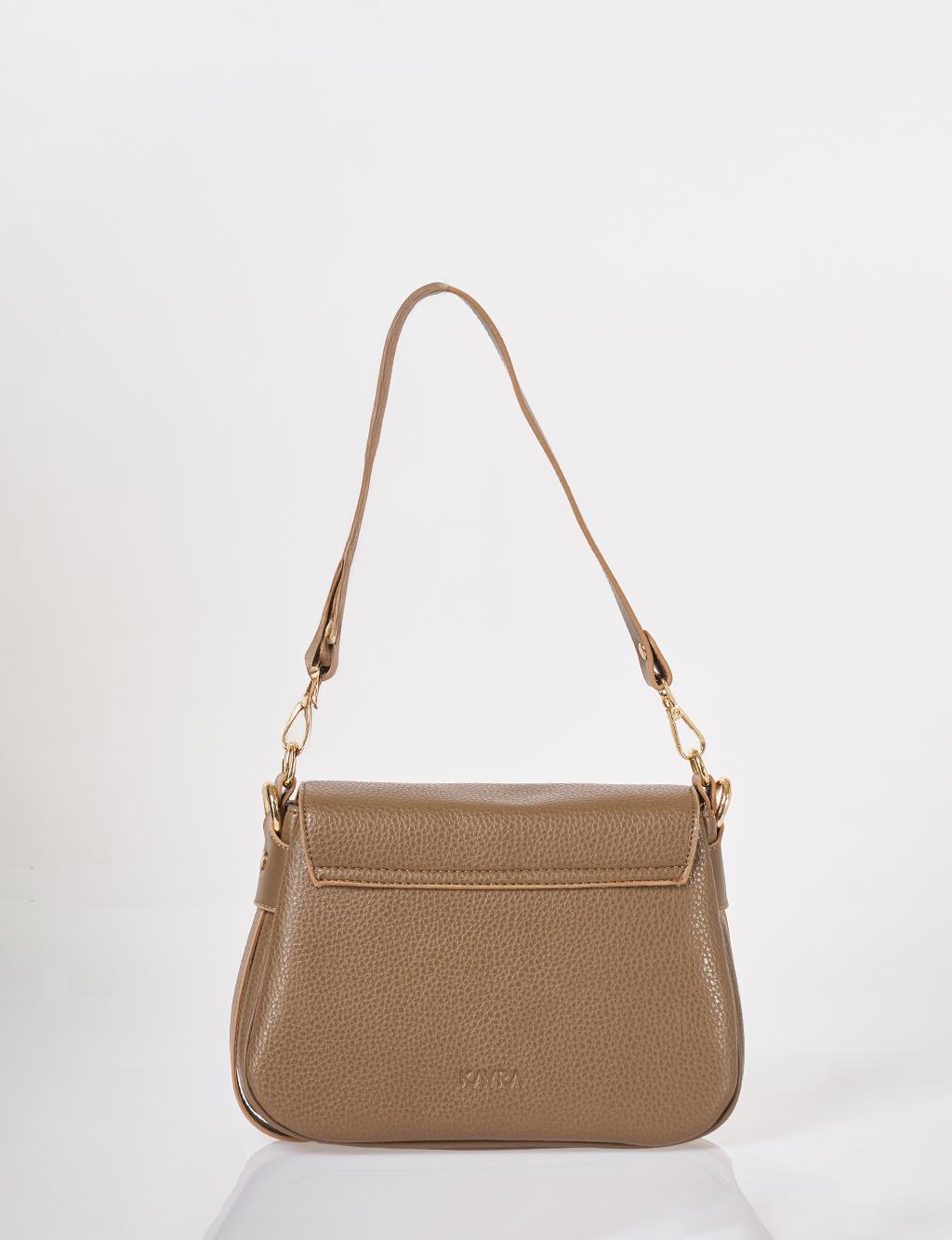Buckle Detailed Crossbody Bag Dark Mink