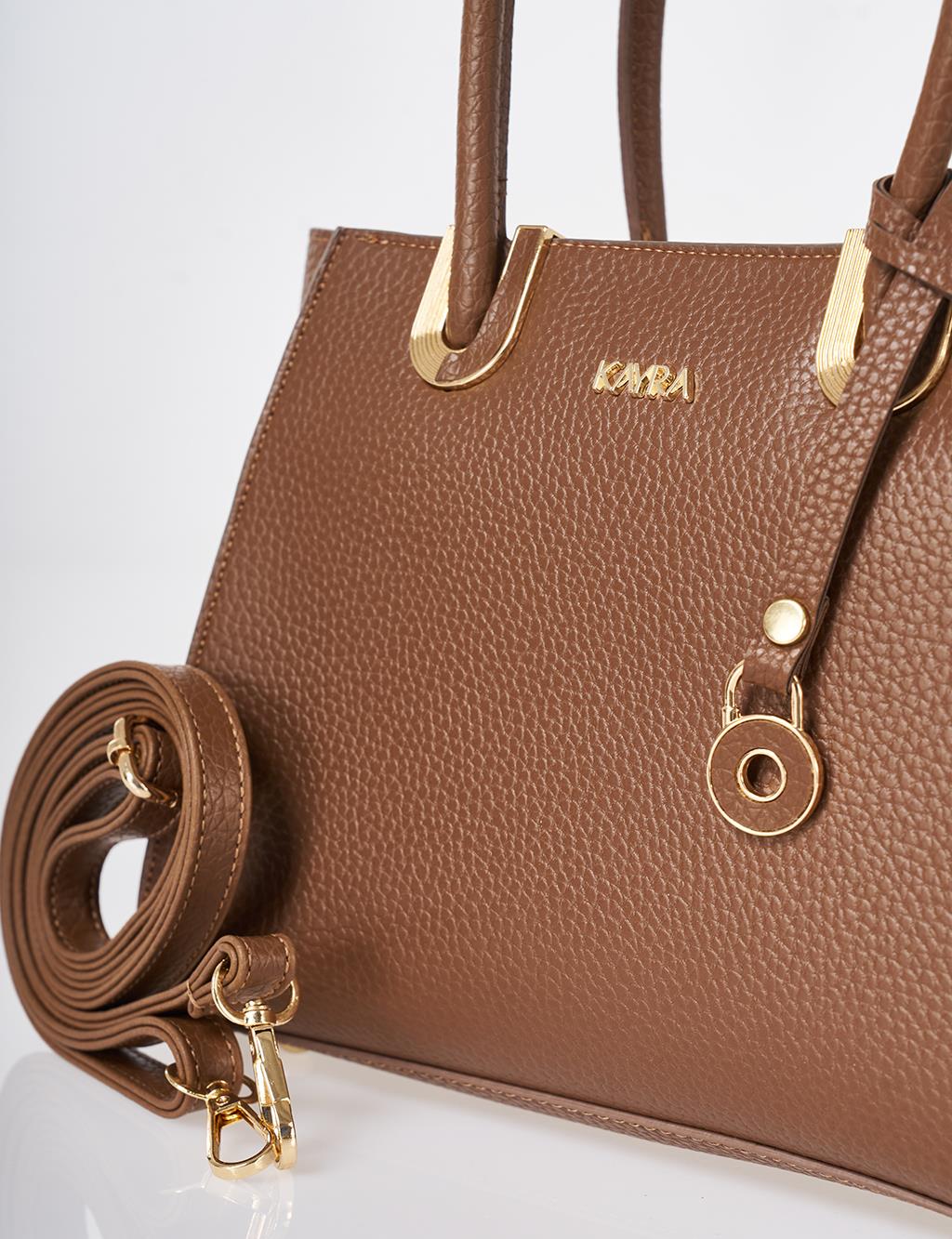 Faux Leather Tote Bag Brown