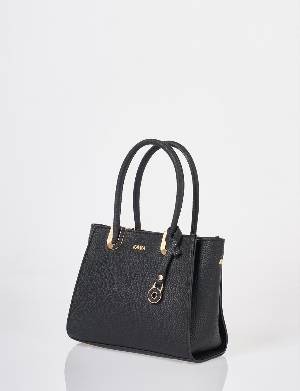 Faux Leather Tote Bag Black