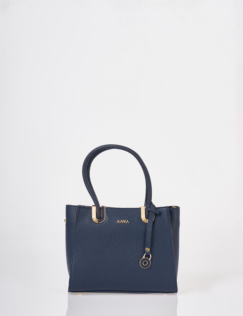 Faux Leather Tote Bag Navy