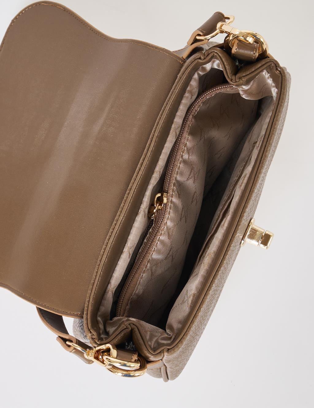 Buckle Detailed Crossbody Bag Dark Mink