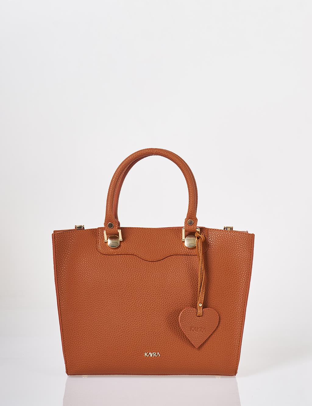 Accessory Detailed Tote Bag Tan