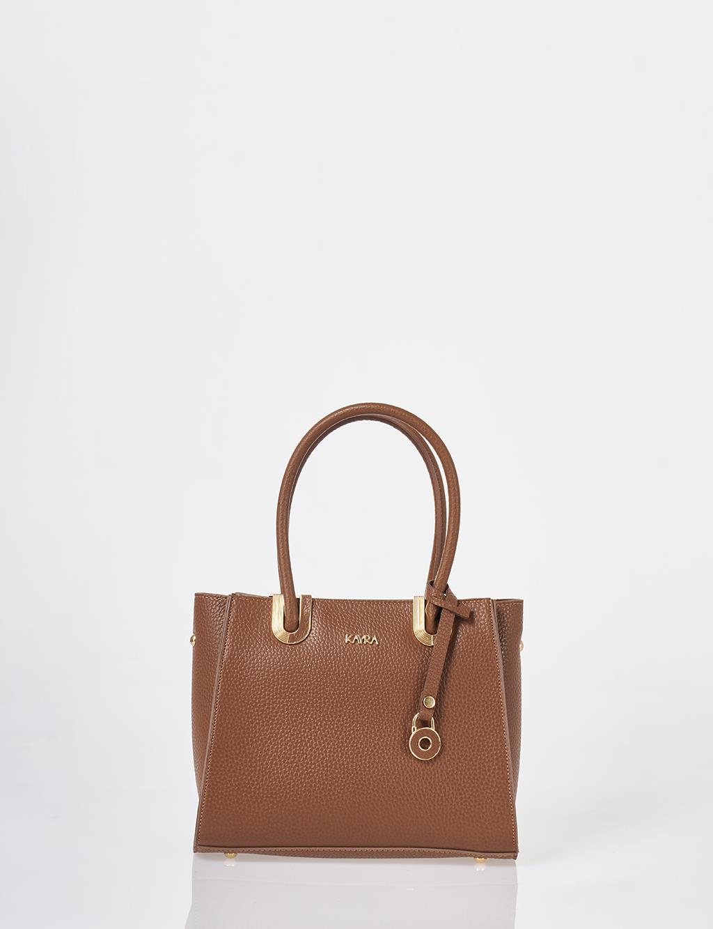 Faux Leather Tote Bag Brown