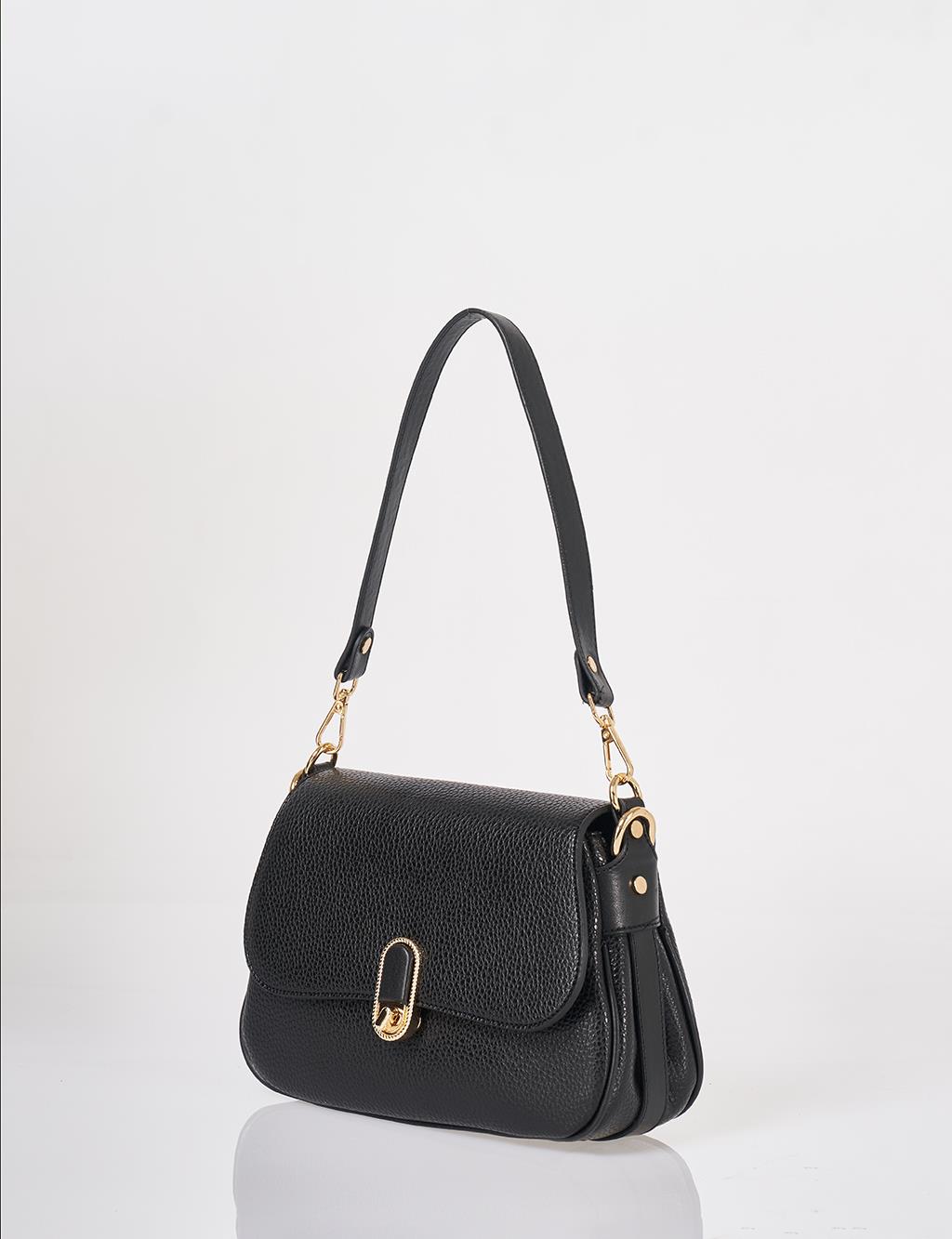 Buckle Detailed Crossbody Bag Black
