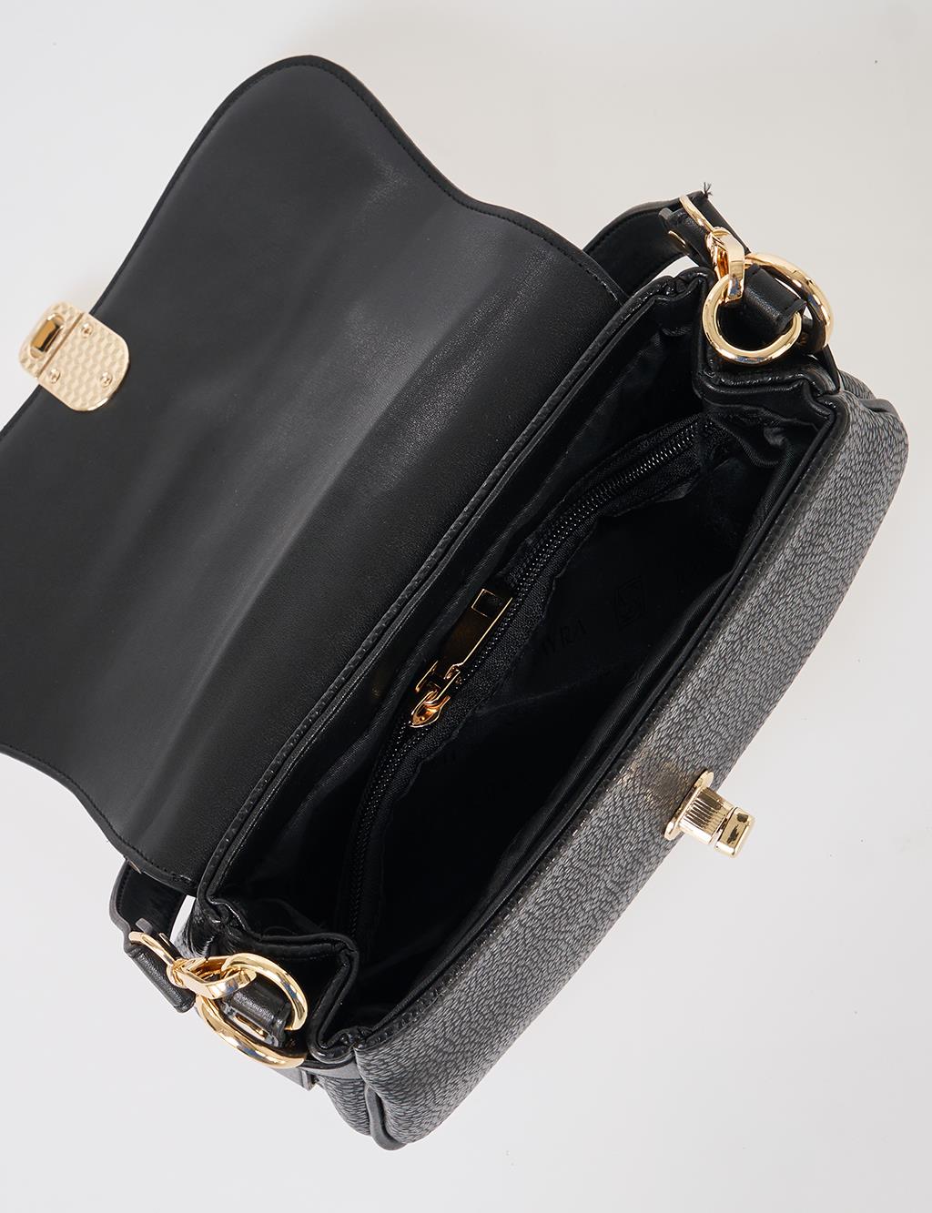 Buckle Detailed Crossbody Bag Black