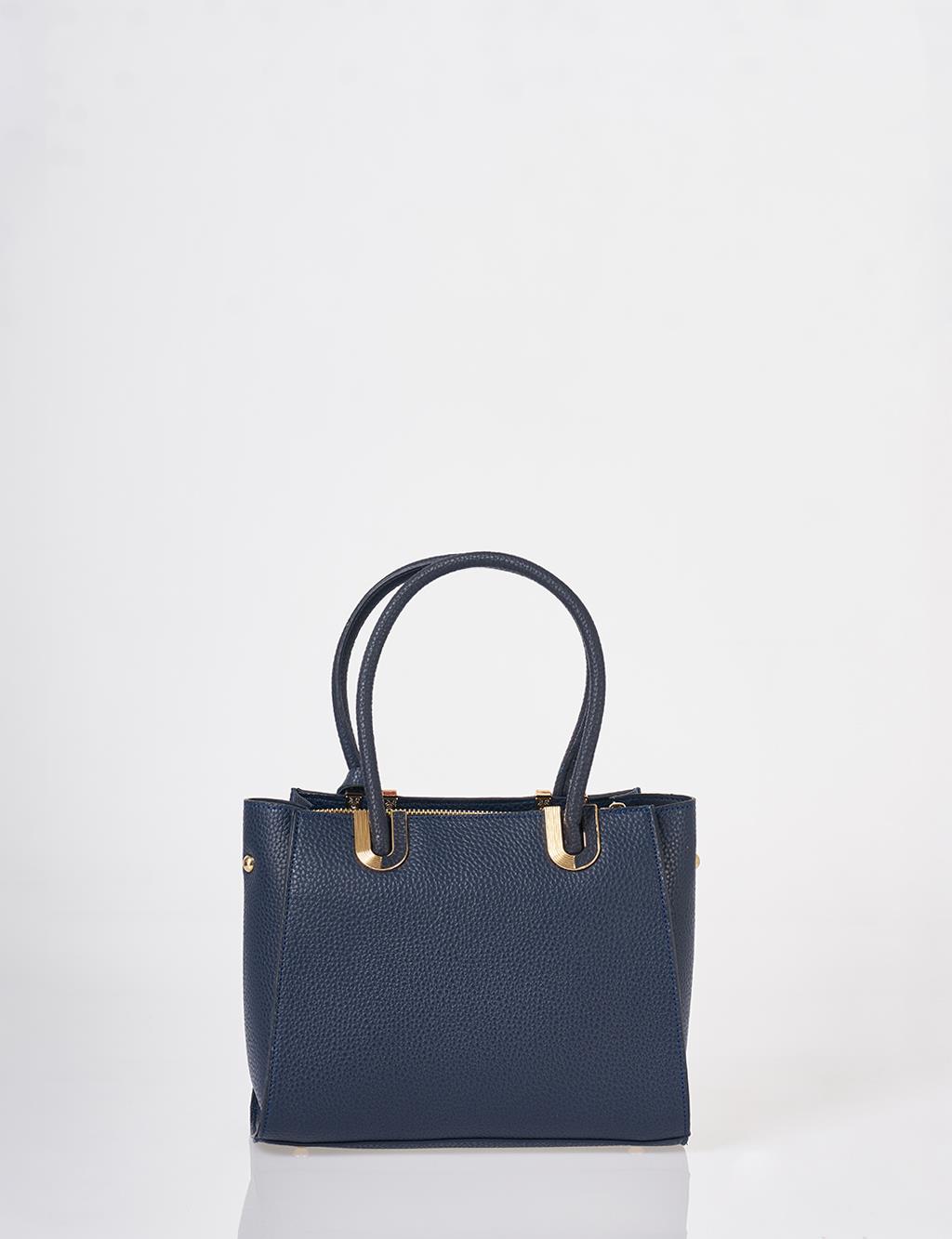 Faux Leather Tote Bag Navy